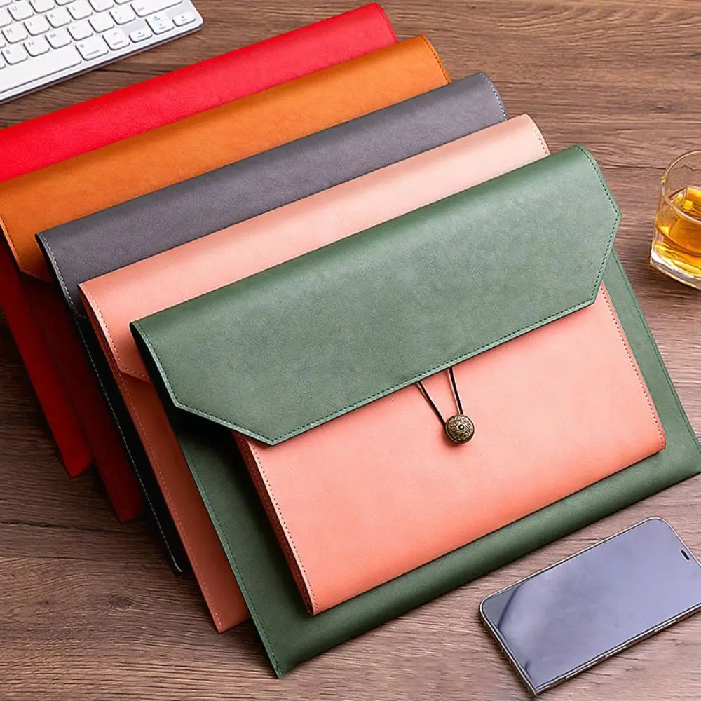 Thickening A4 Paper Leather File Bag Multi-function Waterproof Documents Storage Bag Dustproof Large Capacity A4 Folder Ticket