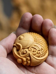 Hand Carved Wooden Koi Fish Pendant Charm - Feng Shui Lucky Symbol for Prosperity, Wealth, Car Hanging, Bag, Keychain Gift