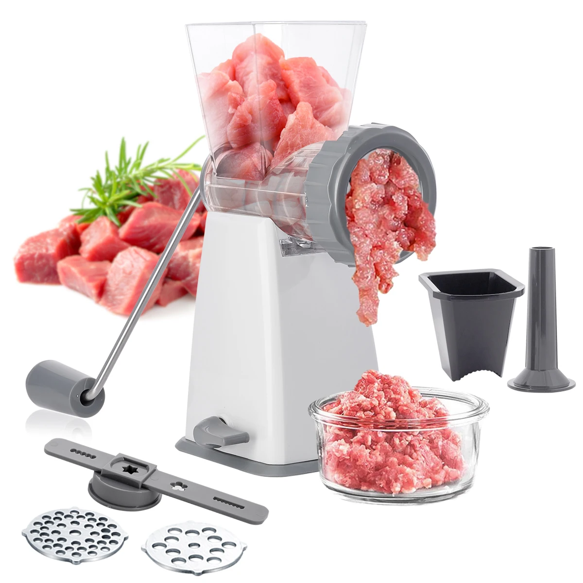 

Manual Meat Grinder with Stainless Steel Blades Manual Meat Sausage Stuffer Suction Base for Homemade Chili & Vegetables