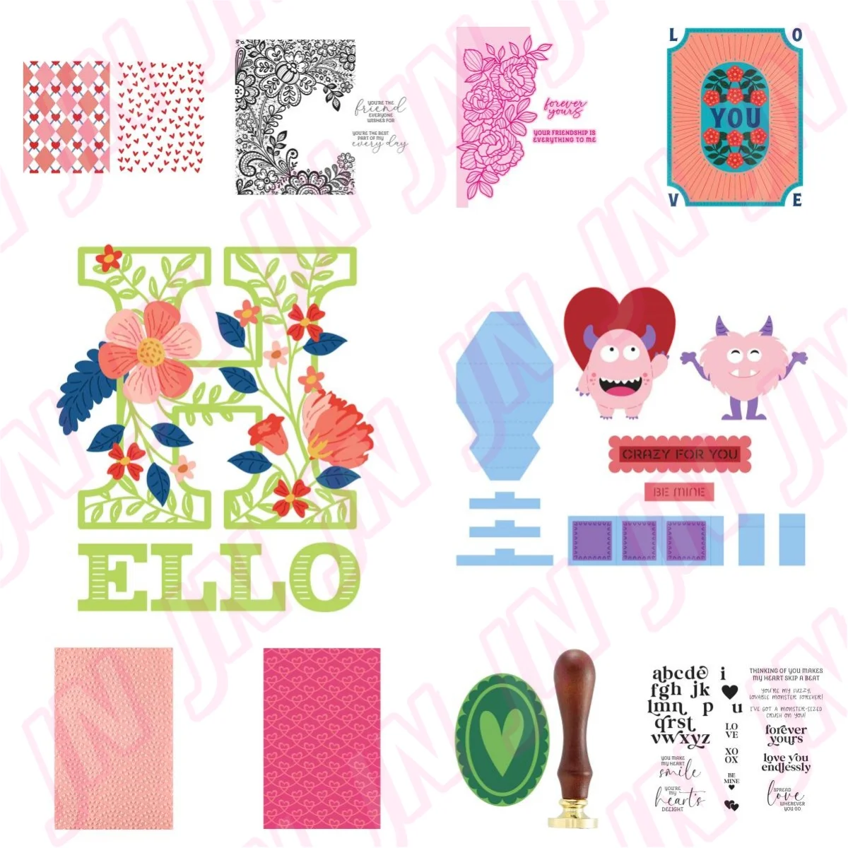 

2025 new flower heart Valentine's Day diy metal cutting dies hot foil stamps wax stamper paper card album mould embossing craft