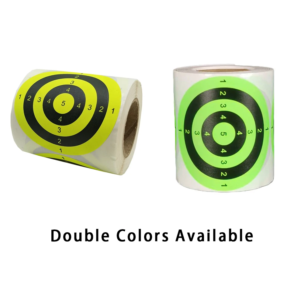 

200 шт./рулон, диаметр 7,5 см, желтый и зеленый, двухцветный, с номером, флуоресцентная наклейка для практики стрельбы и прицеливания