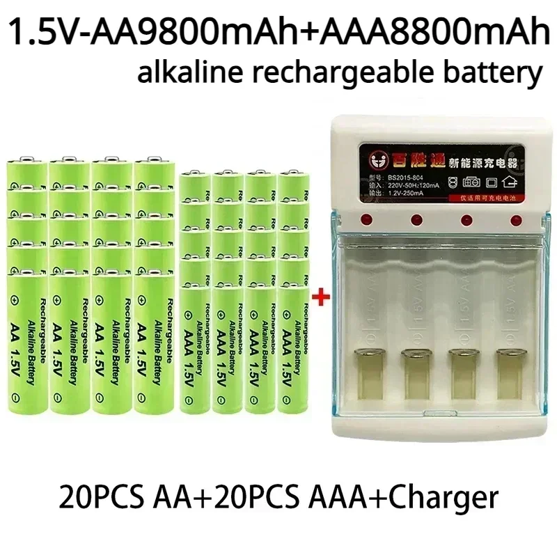 

100% Original 1.5V AA9800mAh+AAA8800mAh Rechargeable Alkaline Battery NI-MH 1.5 V Battery for Clocks Mice Computers Toys So On