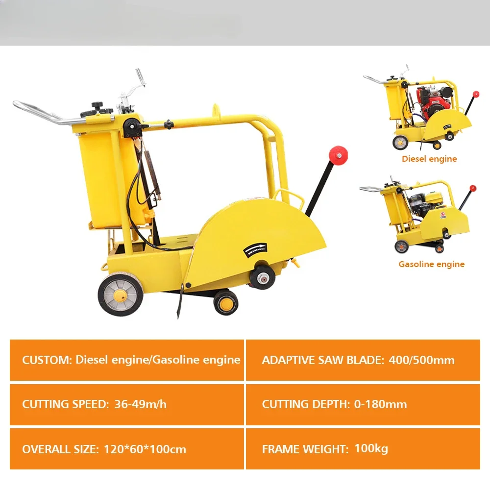 High power diesel road cutter 350 400 500mm blade 180mm depth concrete road cutter