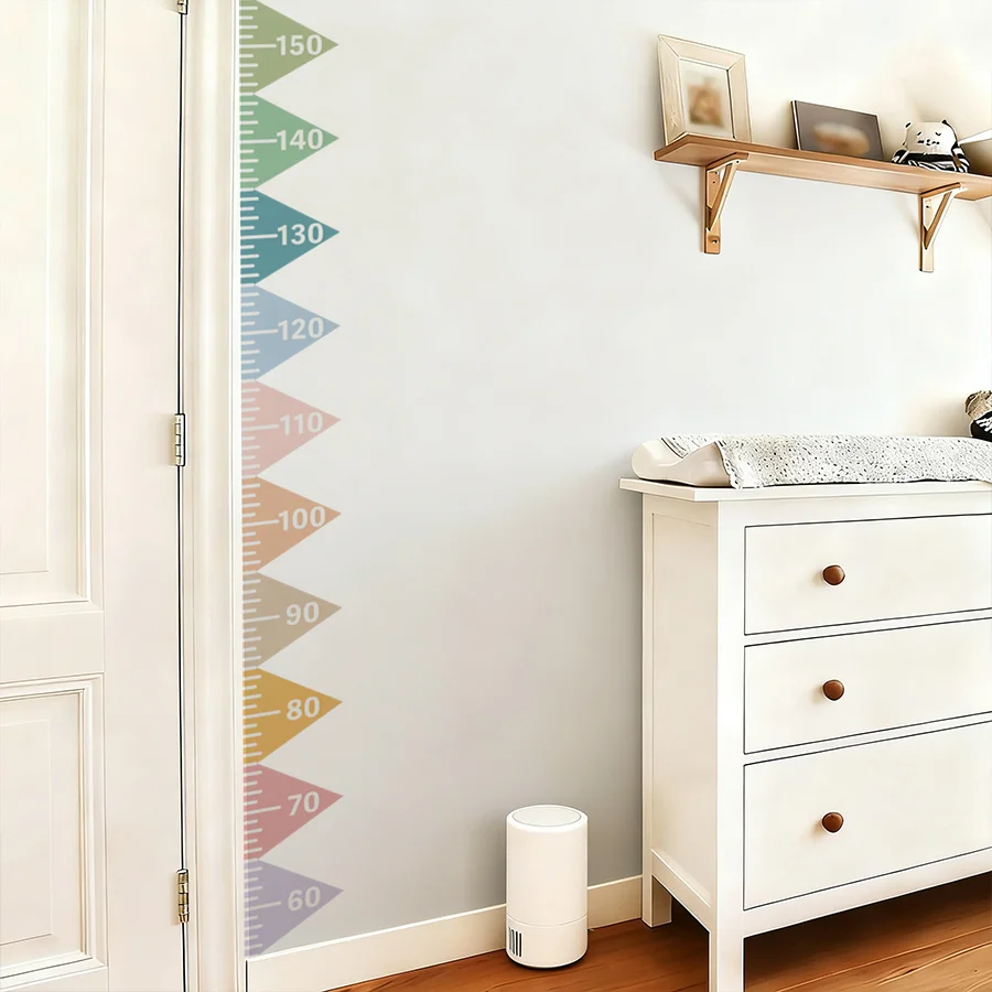 Macaron Triangle Height Chart Wall Sticker Growth Record Removable Self Adhesive Height Measure Mural for Bedroom Playroom