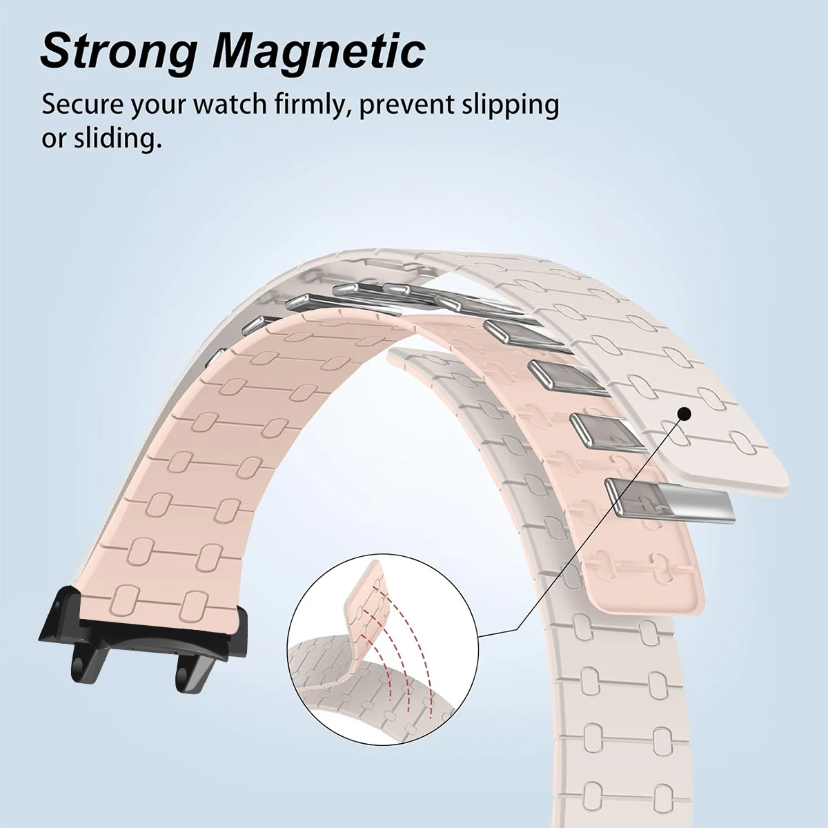 حزام سيليكون مغناطيسي لـ Huami Amazfit T-Rex 3 2 سوار رياضي حلقة معصمه لـ Amazfit T-Rex 2Ultra ساعة ذكية Correa