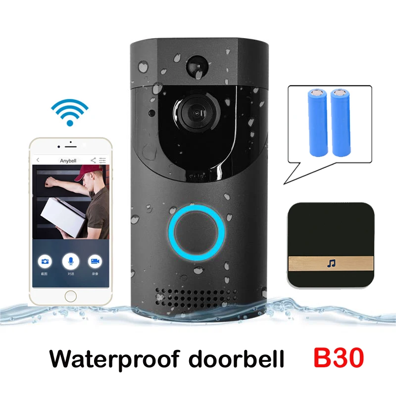 Capa de campainha de vídeo inteligente à prova d'água, Visão noturna Home Security, Câmera de armazenamento de cartão TF, Interfone Visual Digital, WiFi Door Bell