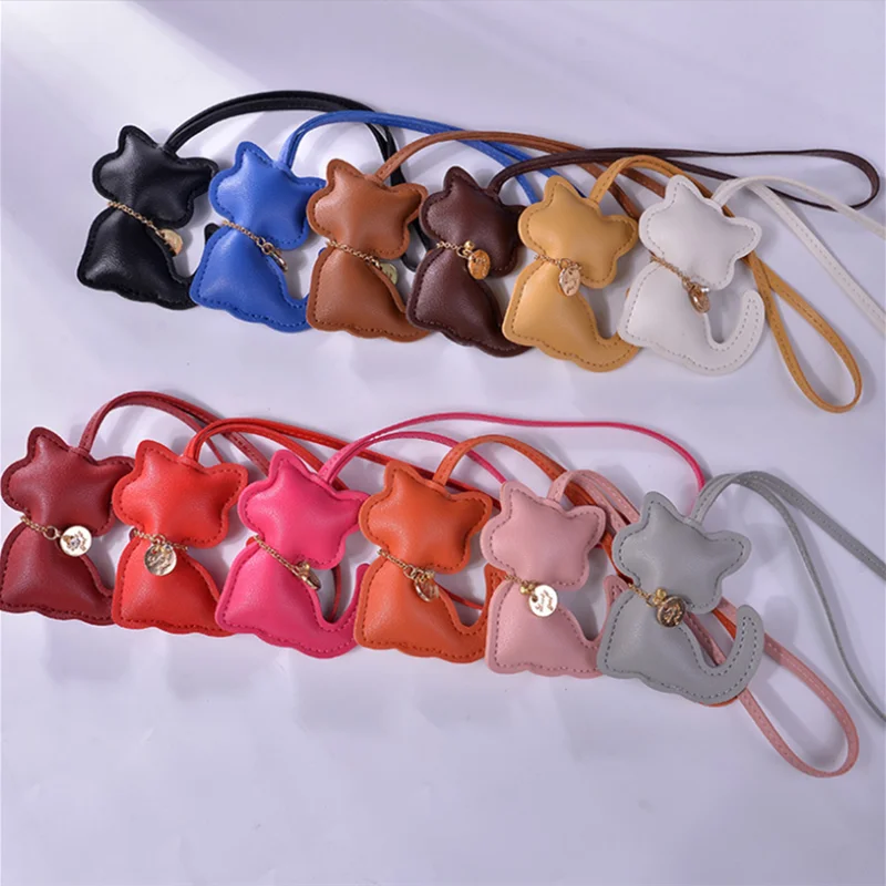 Classic Cute Cat Dog Bag Pendant Key chain Fashion PU Leather Dachshund key Ring Accessories