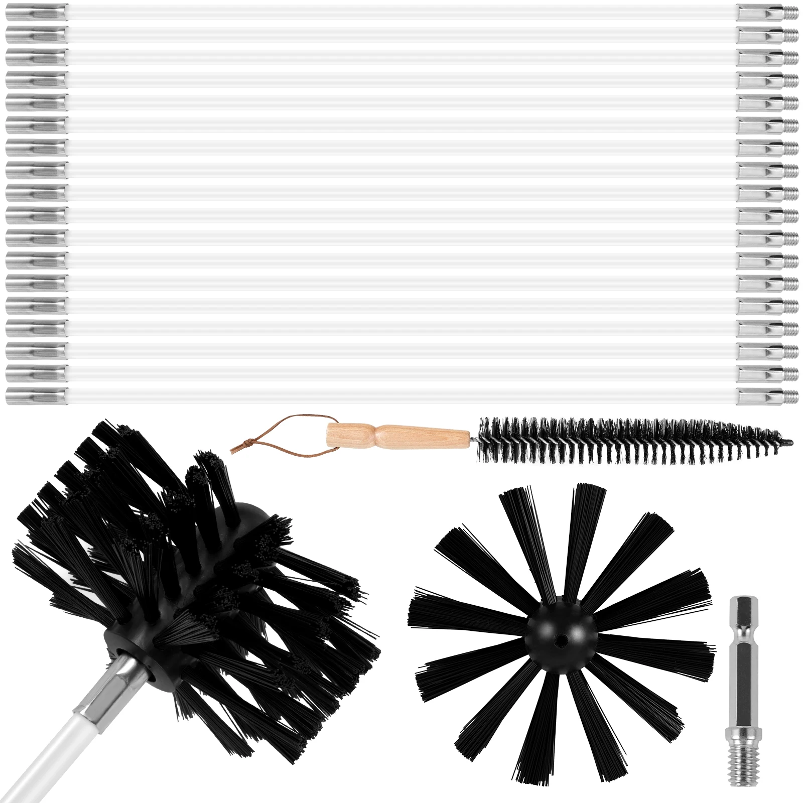 

22Pcs Chimney Cleaning Brush Kit Premium Fireplace Chimney Sweep Kit High Hardness Dryer Vent Cleaning Brush Tool Set Drill