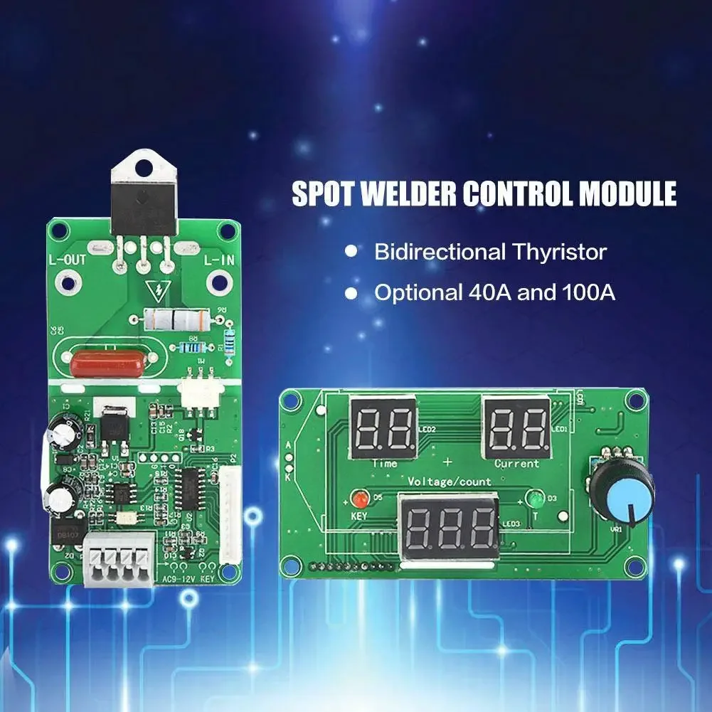 Spot Welder Module Time Control Module Digital Display Controller Board 9-12V AC Power Input (40-100A)