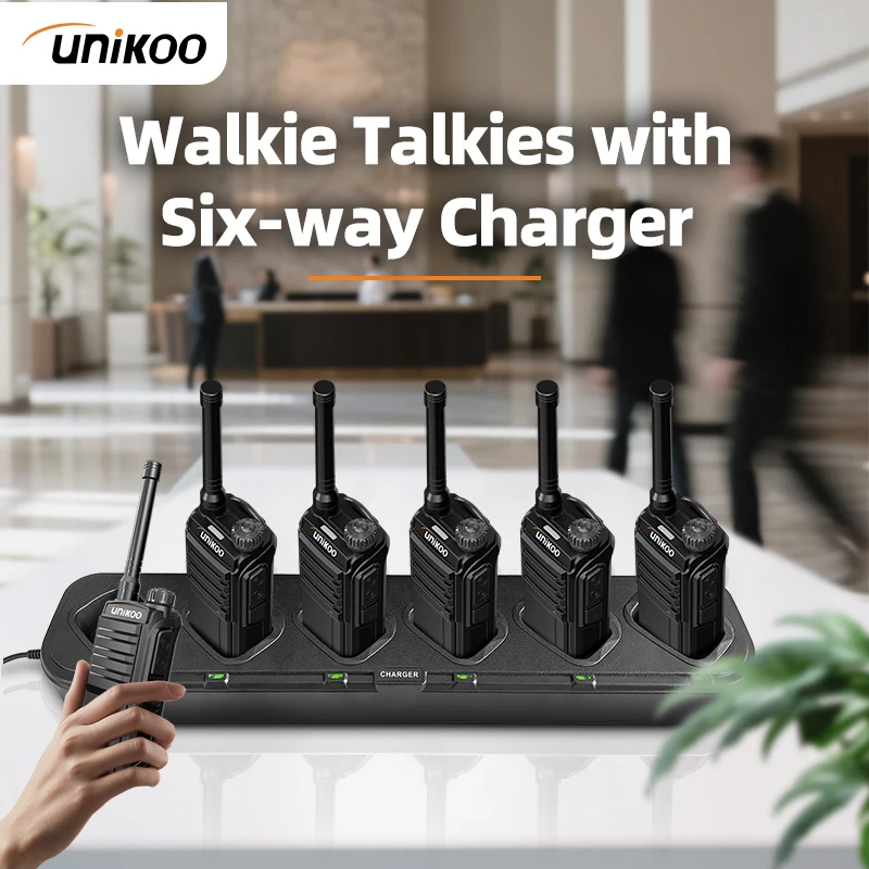 

6 PCS UNIKOO UK510 Walkie-talkies PMR446/FRS Slim Rechargeable Two Way Radio Station for Hotel Restaurant Boutique Store