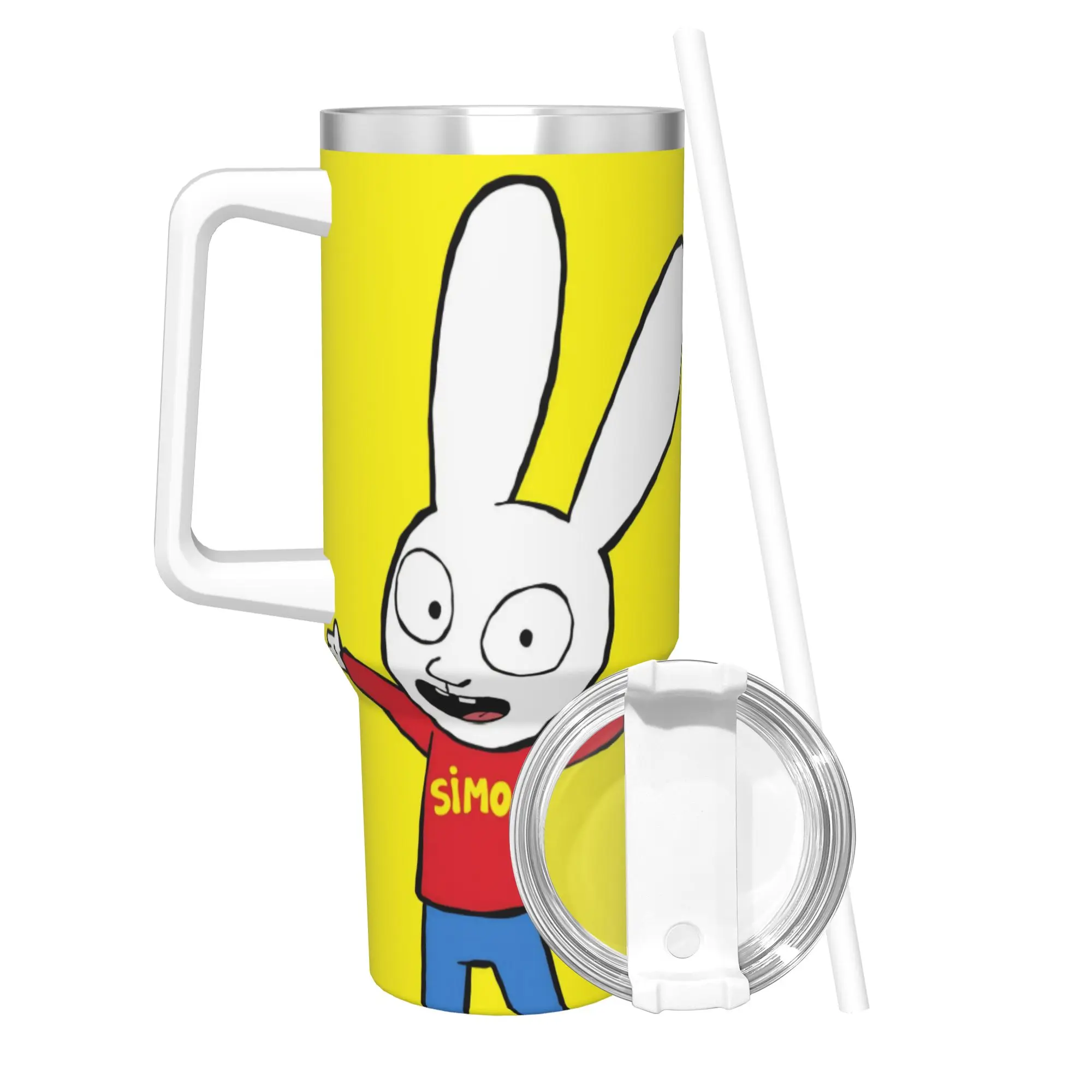 Simon Super Rabbit Tumbler With Straw  Stainless Steel Travel Mug Double Wall Vacuum Insulated for Cold Or Hot 40oz