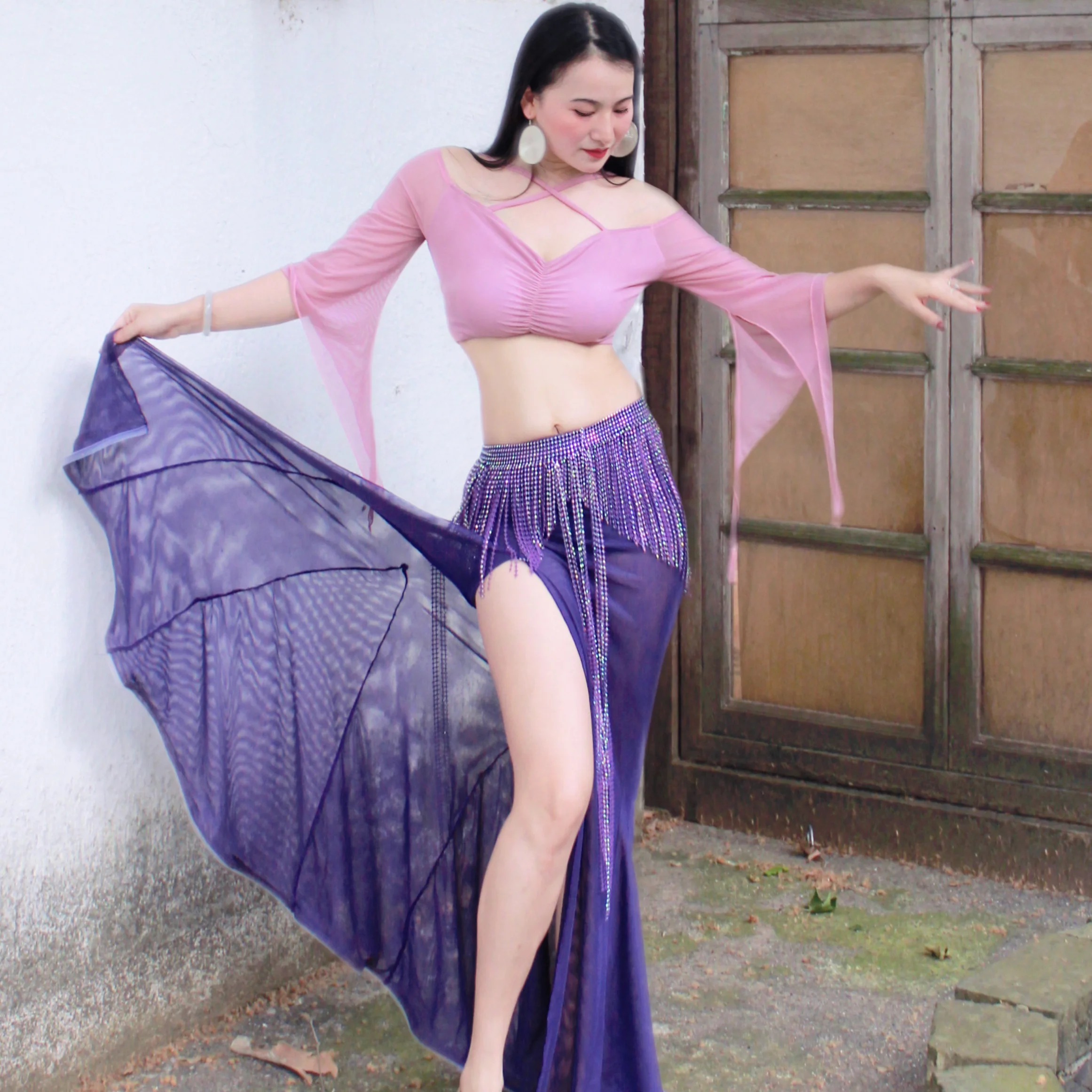 buikdansvoorstelling kostuum voor vrouwen sexy en afslanken temperament set volwassen oosterse dans professionele oefenkleding