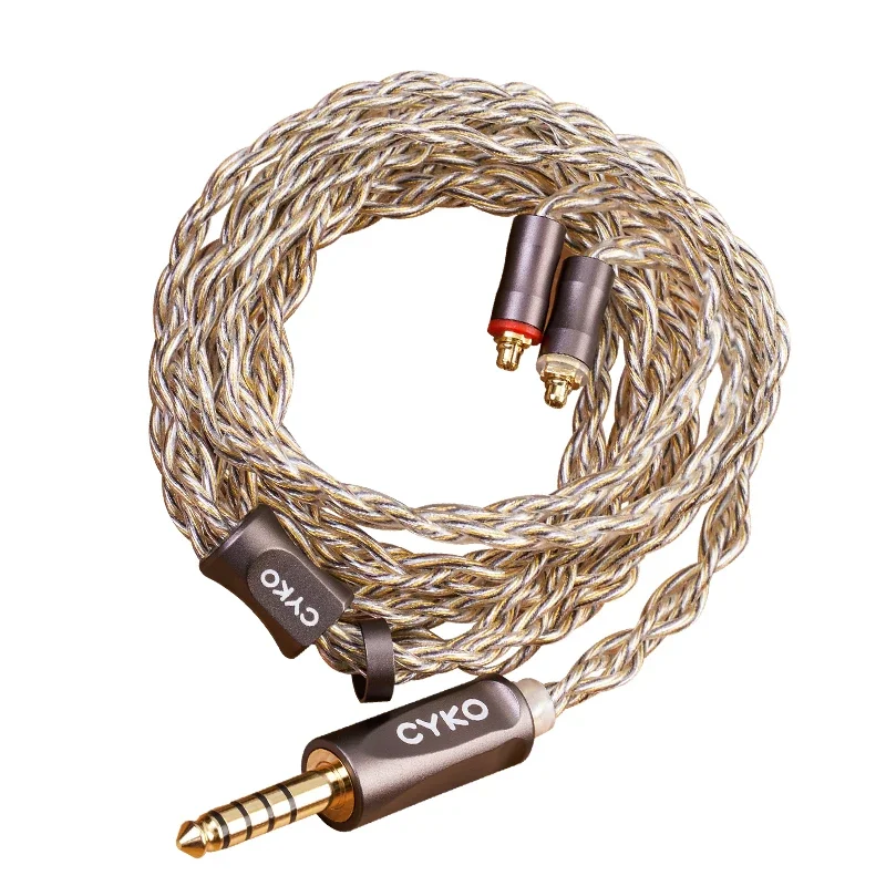 CYKO ligne d'écouteurs HiFi 7 N OCC mise à jour ligne Iem plaquée 3.5mm 4.4mm MMCX 0.78 2 broches écouteur filaire remplacement