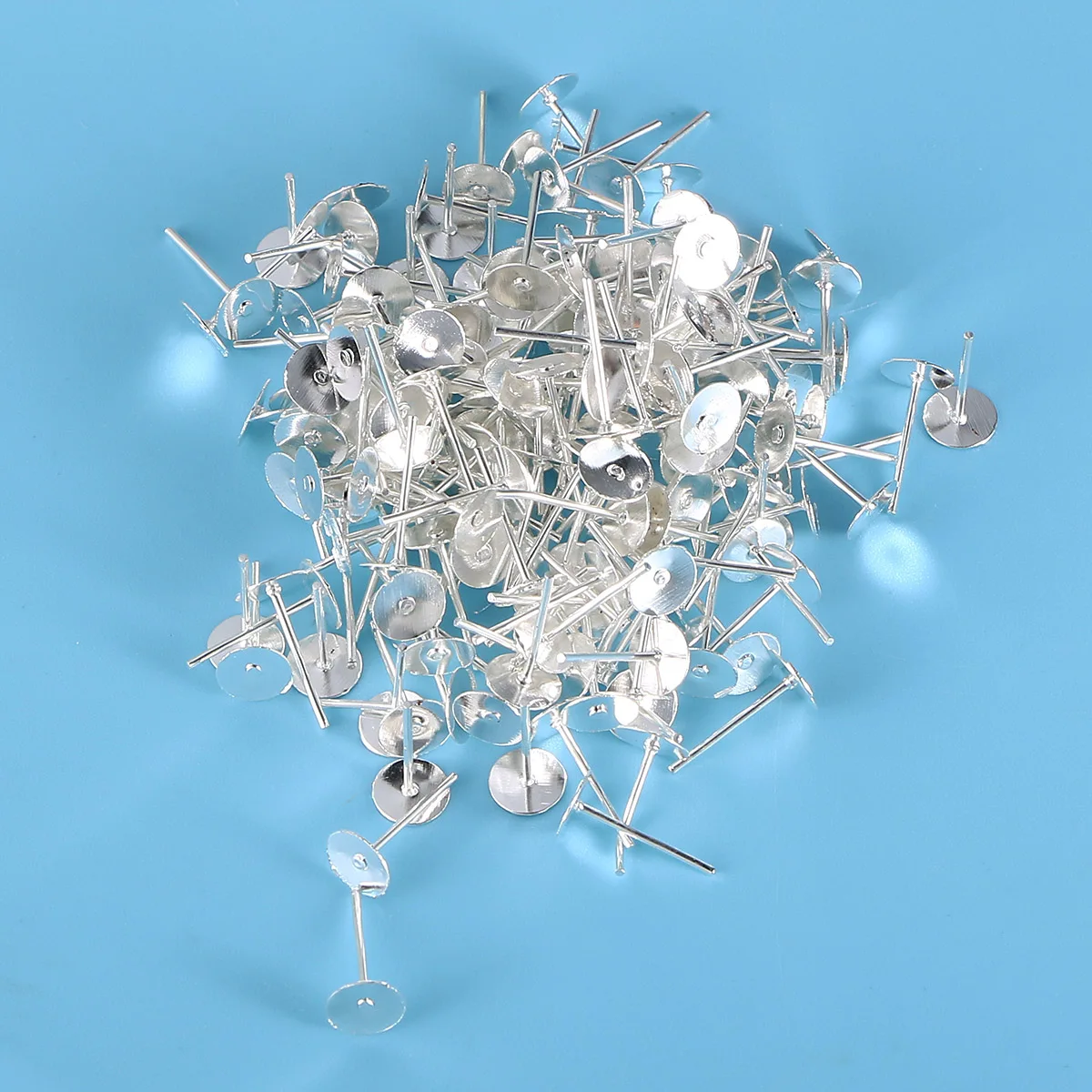 

200 Pcs Earring Base Round Metal Earrings Bottom Bracket Decor Woman