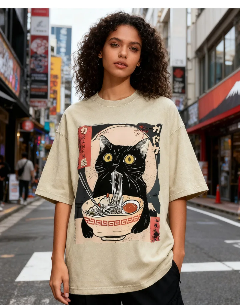 

Vintage Washed Graphic Tee, 100% Cotton Oversized Unisex T-shirt, Retro Distressed Print, POD Custom Streetwear, Plus Size