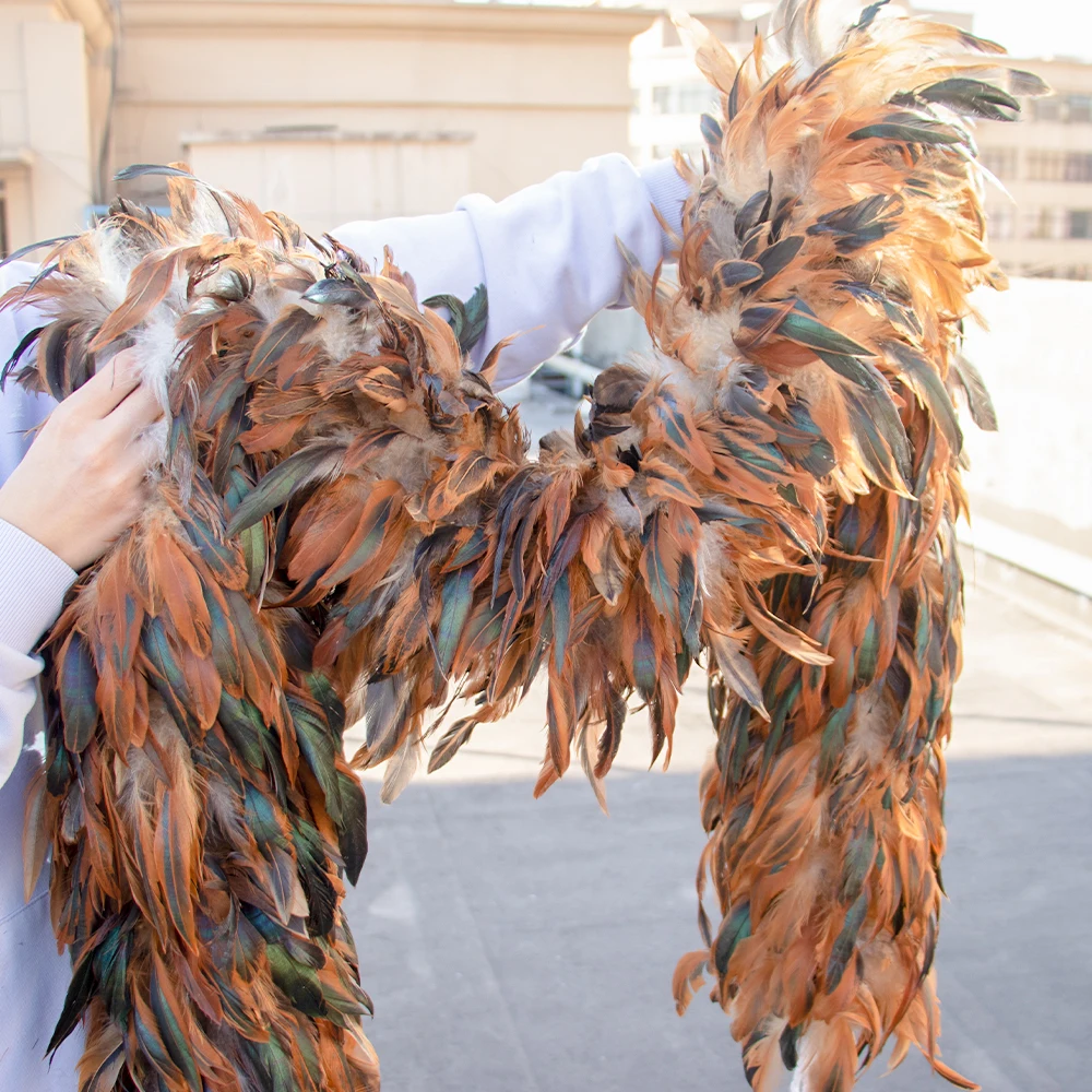 Imagem -04 - Franja Boa de Penas de Frango de Jardas de Espessura para Joias de Casamento Vestido Decorações de Xale Acessórios Decoração de Plumas Coloridas Fofas