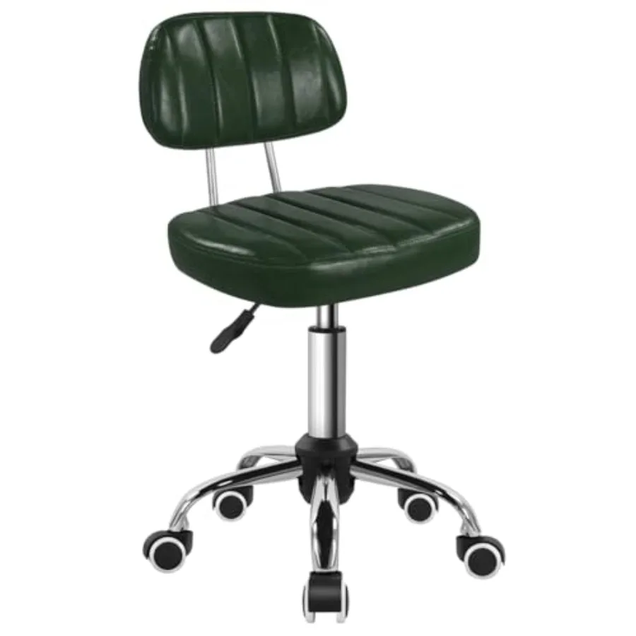 Square Swivel Stool with Wheel for Work SPA Shop Massage Height-Adjustable and Cost-Effective Rolling Stool Chair with Back Gre