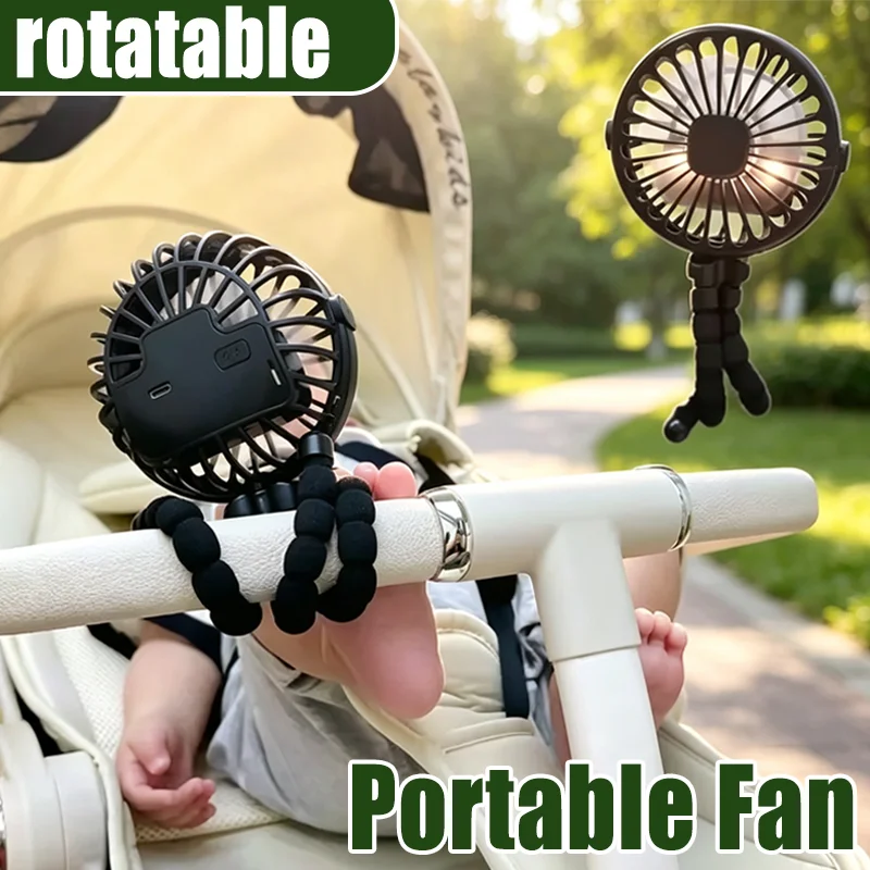 

Portable Fan Tripod Adjustable 360 Degree Rotation Baby Stroller Low Decibel Electric Fan USB Charging Suitable for Outdoor Use