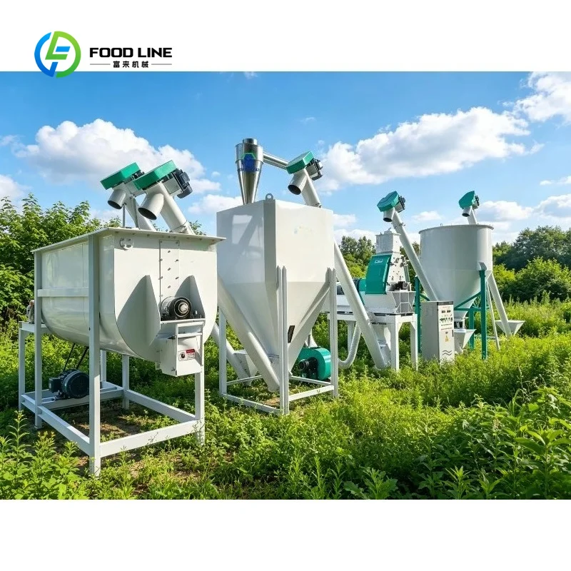 Customized 3T/H Complete Animal Feed Production Line Customized Pellet Size Poultry Feed Making Mill Equipment