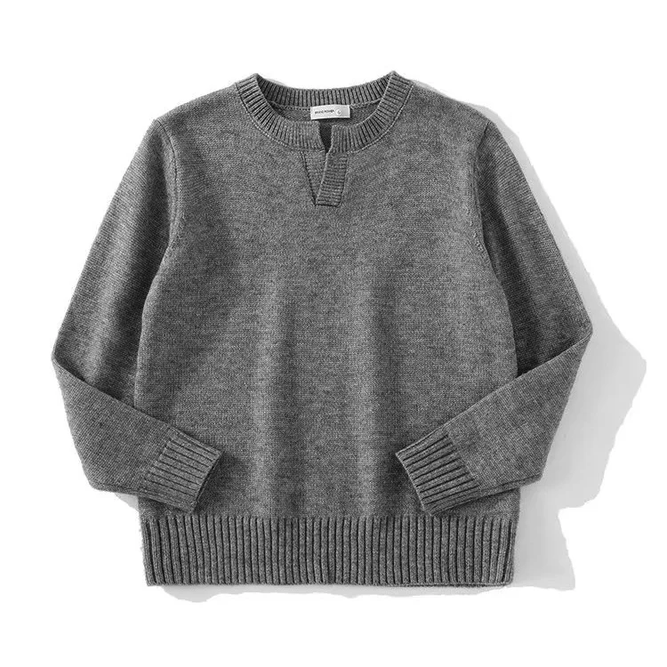 Autumn Winter Solid Crew Neck V-Neck Soft Knit Sweater Men Women Casual Base Layer Top