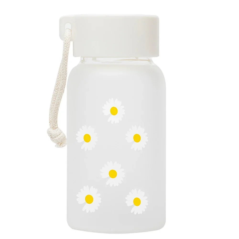 Plastic Water Cup 500ml Creative Small Daisy Outdoor Water Bottles Portable Transparent Frosted Travel Cup  Kawaii Water Bottle