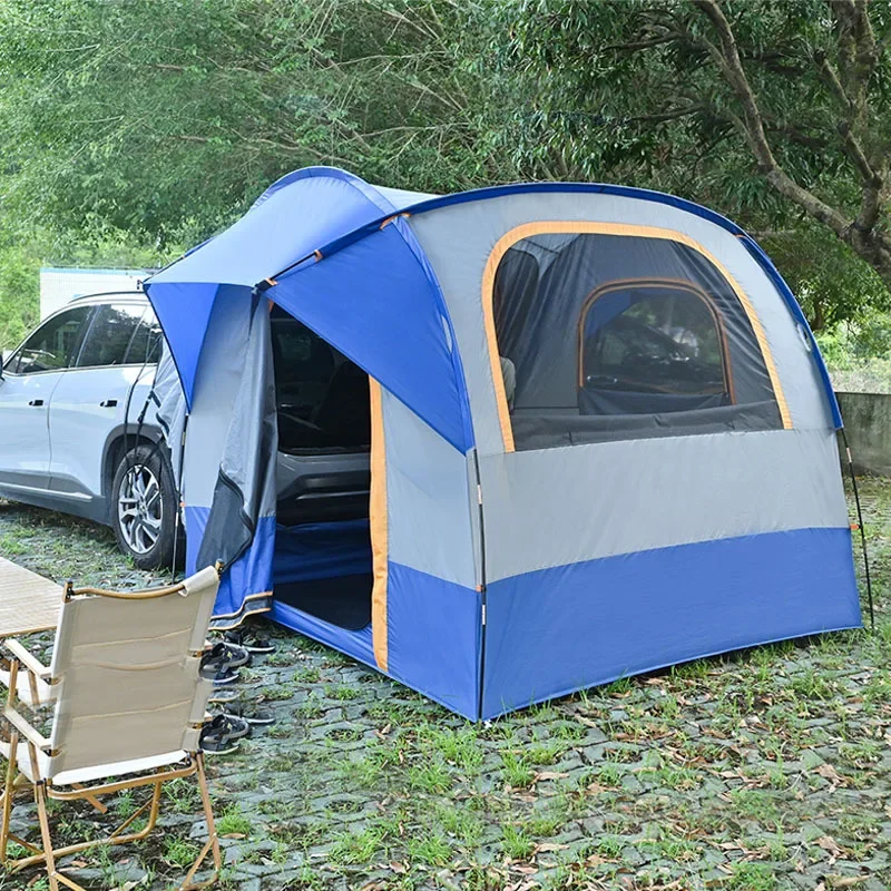 тент Camping Rear Tent SUV Outdoor Camping Double-Layer Roof Folding Rain-Proof Trunk Car Tent