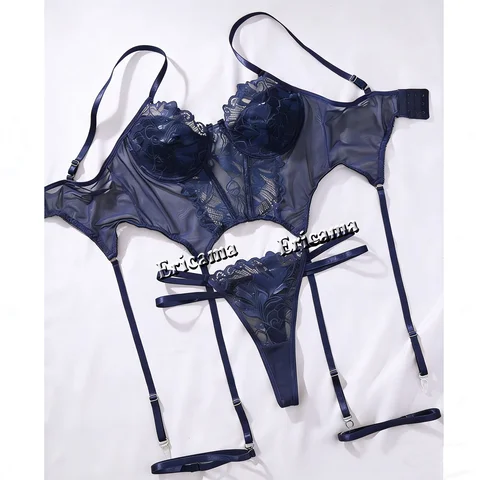 セクシーなセットレディース下着エキゾチックな感情的なブラセット刺繍プリントブラジャーランジェリーセット女性のセットプッシュアップ薄型 Bralette