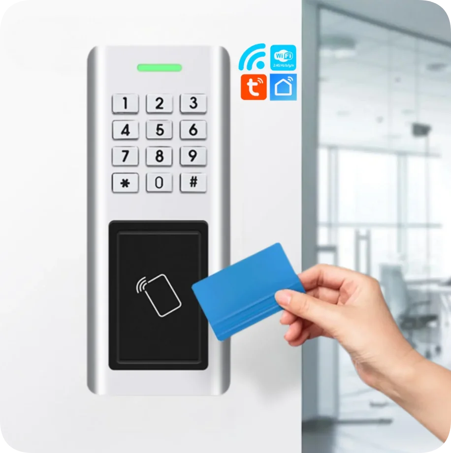

Tuya Wifi 125KHz Keypad IP66 Waterproof Access Control Keypad Reader Standalone RFID Access Control Card Reader