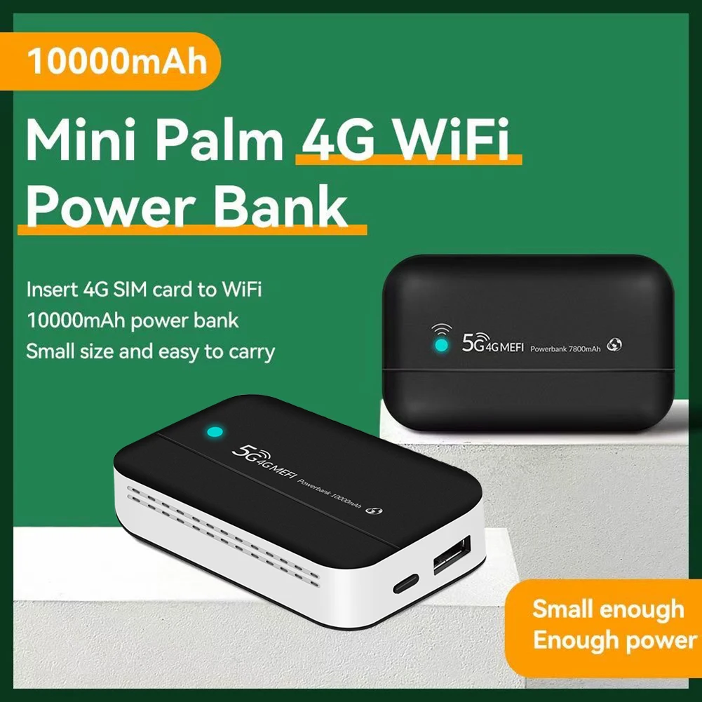 4G Lte Router Portable Wireless Wifi with Sim Card Slot Pocket WiFi Hotspot 10000mAh Charger for Business Office Network Trip