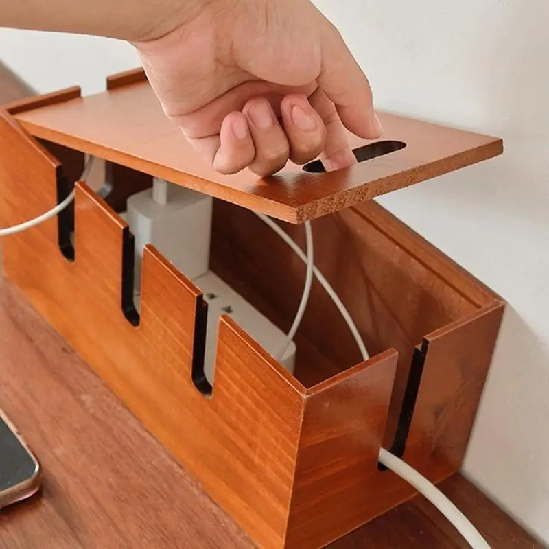 Elegante Kabelbox aus Holz, die unordentliche Kabel abdeckt und gleichzeitig Erscheinungsbild in jedem Raum verbessert B03E – Detail 8