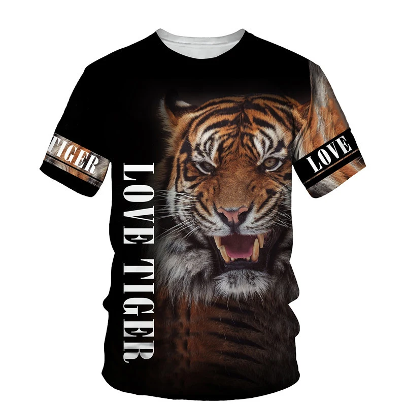 الحيوان النمر ثلاثية الأبعاد طباعة تي شيرت الصيف الرجال النساء موضة عادية الشارع الشهير المتضخم قصيرة الأكمام تي شيرت الذكور تيز القمم الملابس