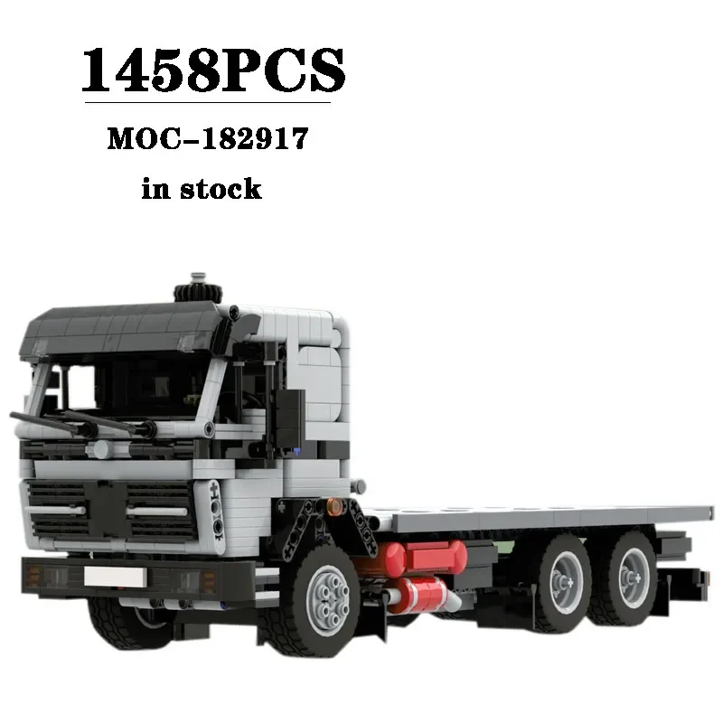 Building Block MOC-182917 Flatbed Truck Semi-trailer Construction Assembly Model 1458PCS Children's Birthday Gift Christmas Toy