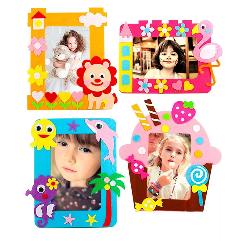 3Pcs/set DIY Cartoon Animal 6 Inch Photo Frame Children Handmade Craft Art Toys for Kids Girl Home Decor Kindergarten Applique