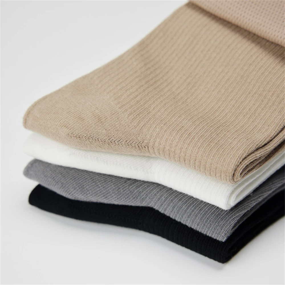 Simple Black Cotton Calf Over-the-knee Long-tube Socks Women's All-match Spring Summer Gray Thin Simple Korean Version Stockings