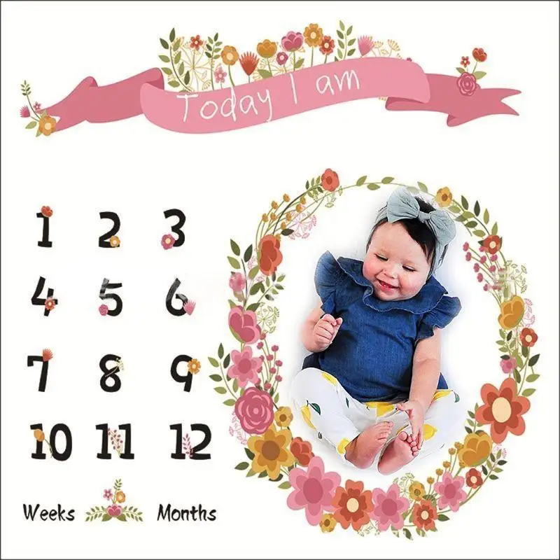 

U13F Baby Photography Background Cloth Cartoon Wreath Pattern for Creative Newborn