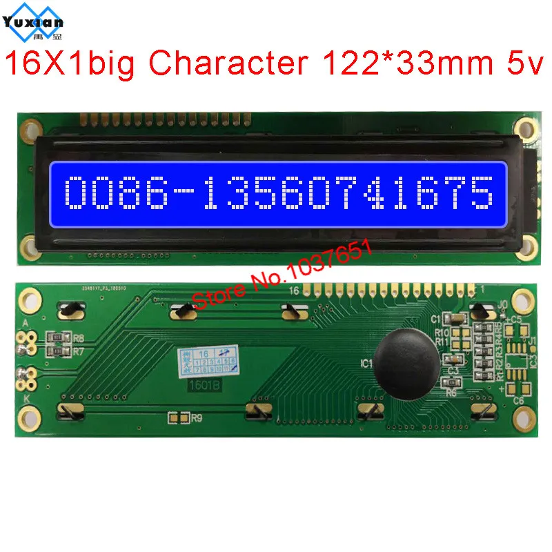 1601 16x1 Big Large Size Character Lcd Display Blue  Screen Size 122x32mm 1601B