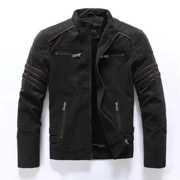 Winter Motorcycle PU Leather Jacket Men 2025 Vintage Fleece Warm Multi-pocket Leather Coat Male Zipper Autumn Outwear Jackets 3