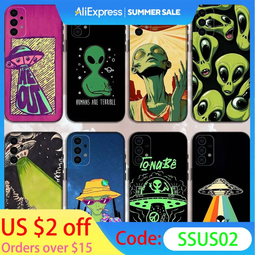

Funny Space UFO Alien Thing Phone Case For Samsung Galaxy A13,A21s,A22,A31,A32,A52,A53,A71,A80,Soft Black Shell