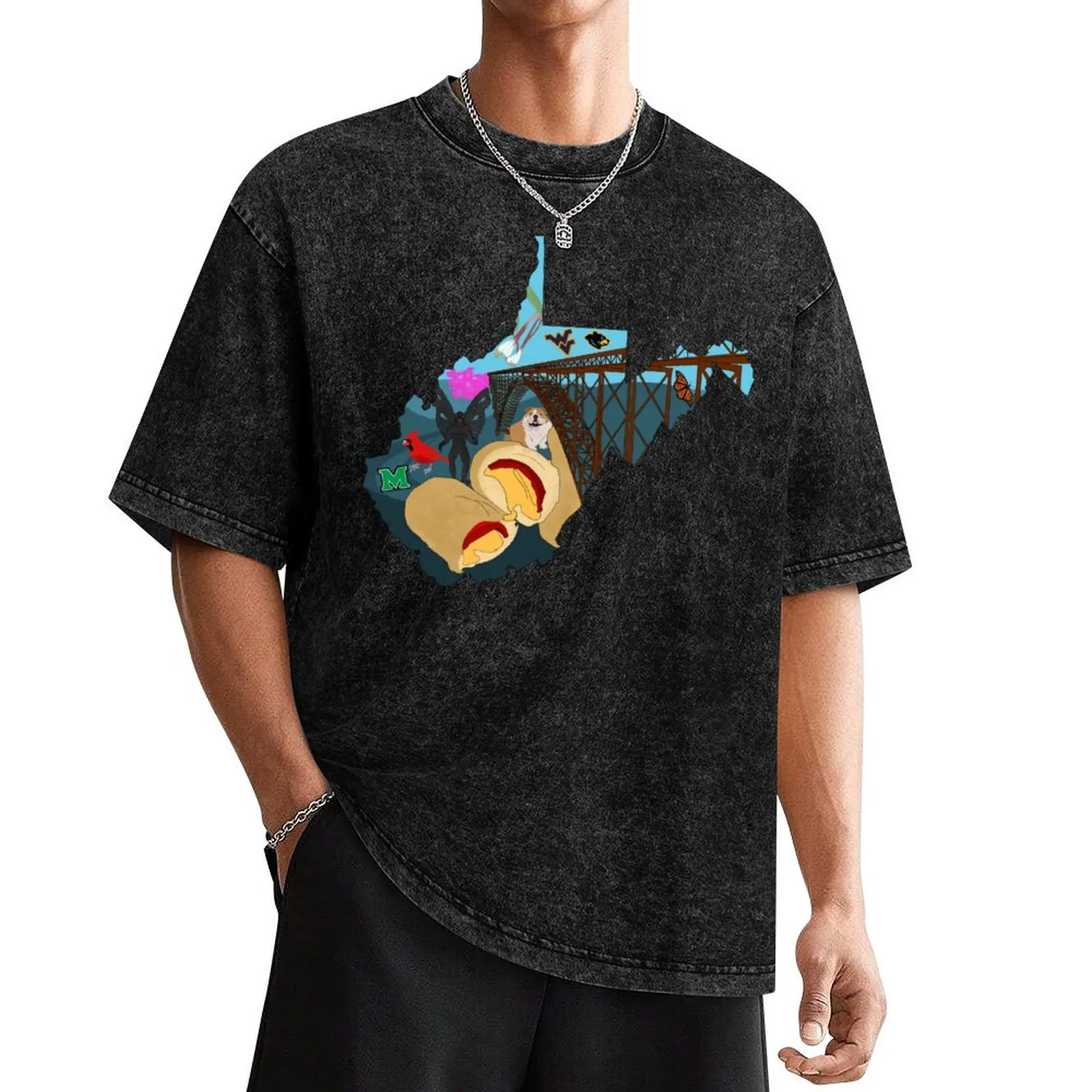 

The Great State of West Virginia T-Shirt blue lock vintage graphic tee blanks cotton t shirt men