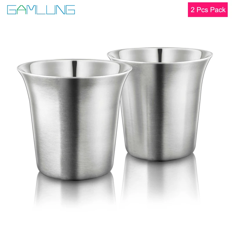 GAMLUNG Pixie Nespresso Espresso كوب قهوة من الفولاذ المقاوم للصدأ كوب قهوة كوبانور كوب قهوة 2 قطعة مع محرك واحد 170 مل #2