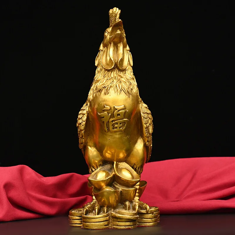 Pure Copper Rooster Golden Rooster Statue Crafts Zodiac Decorations 10cm