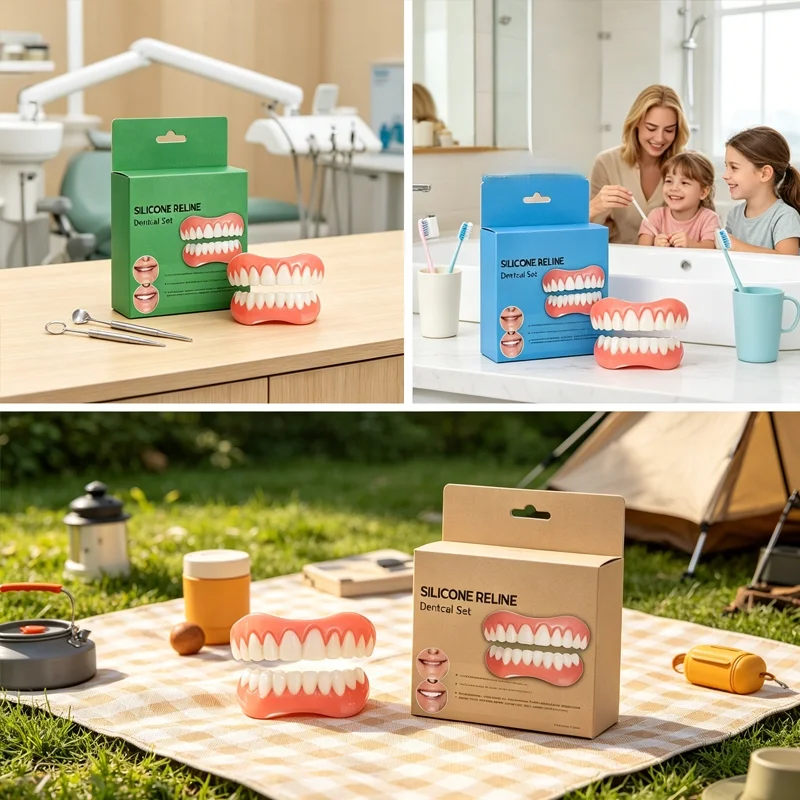 2026Elastic Comfort Silicone Teeth Veneers Reusable Snap On Upper Lower Fake Dentures for Daily Party Smile Beauty ck848