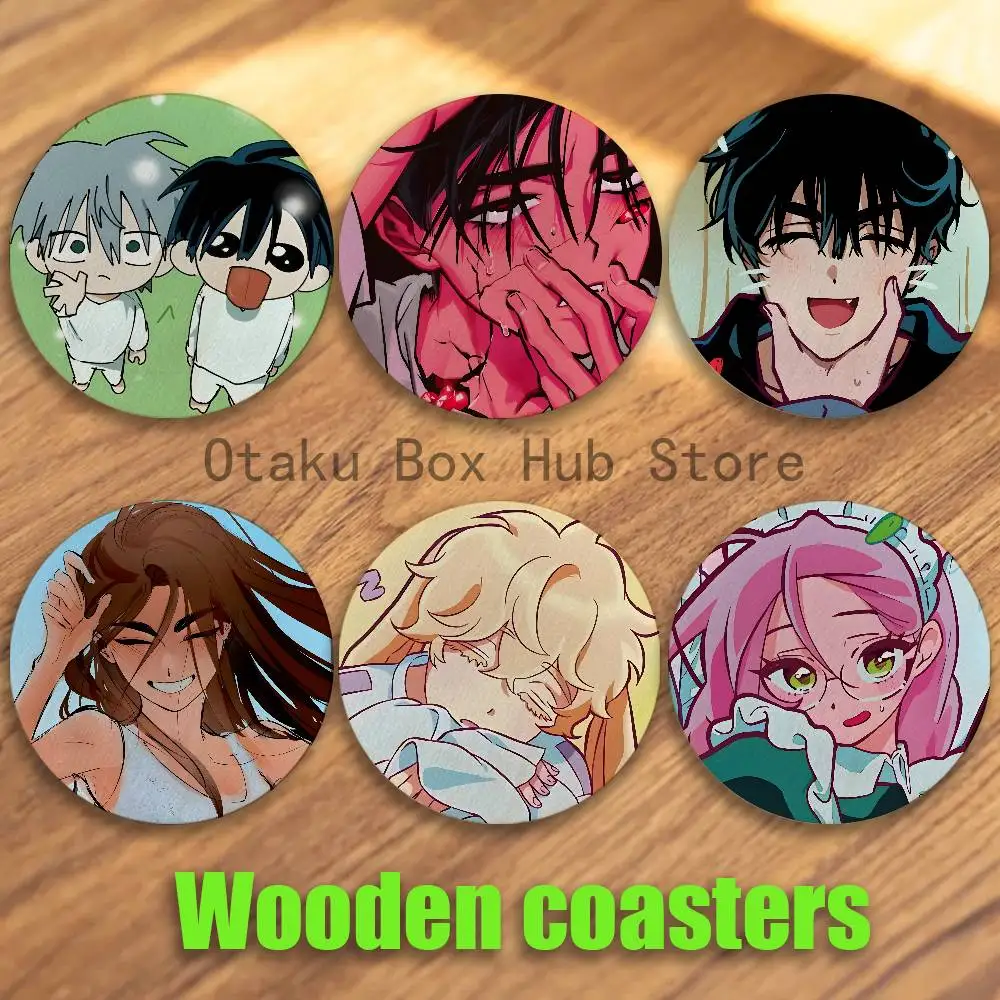 

Anime A-Alien S-Stages 2D Pattern round Wooden Coaster Decorative Coffee Cup for Use in Coffee Shops Bars Wine Beer