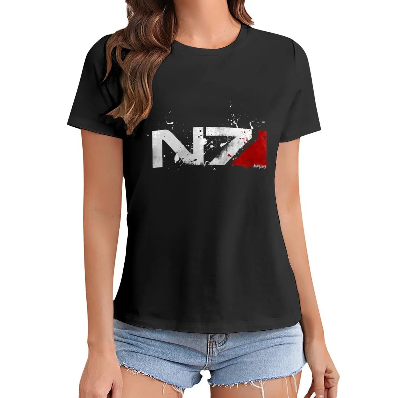 

Mass Effect Distressed N7 T-Shirt blanks korean fashion Woman fashion