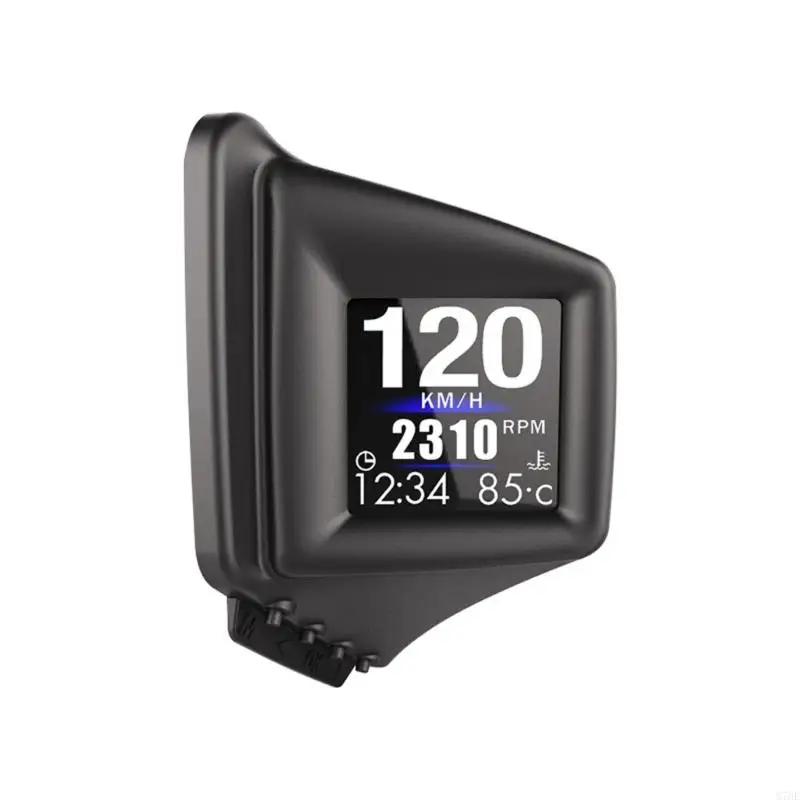 M76E Car Dashboard Display Monitor with OBD2 Data Screen, Large Digital Speed Time Temperature View for Commutes, Trips, and