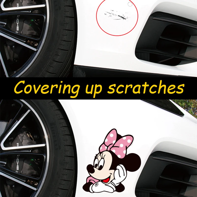 Disney Mickey Minnie Mouse Car Sticker Cartoon Personality Auto Body Decorative Stickers Waterproof Covering Up Scratches Decals