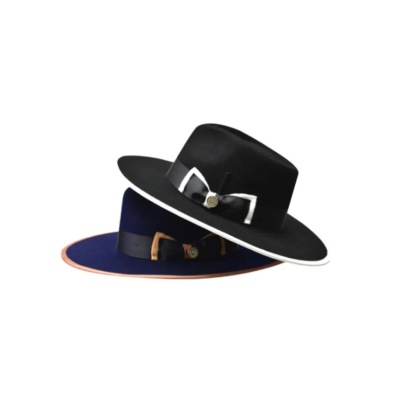 Bow-Knot Ribbon Decorated Wool Hat, Versatile Pure Wool Felt Hat for Men and Women