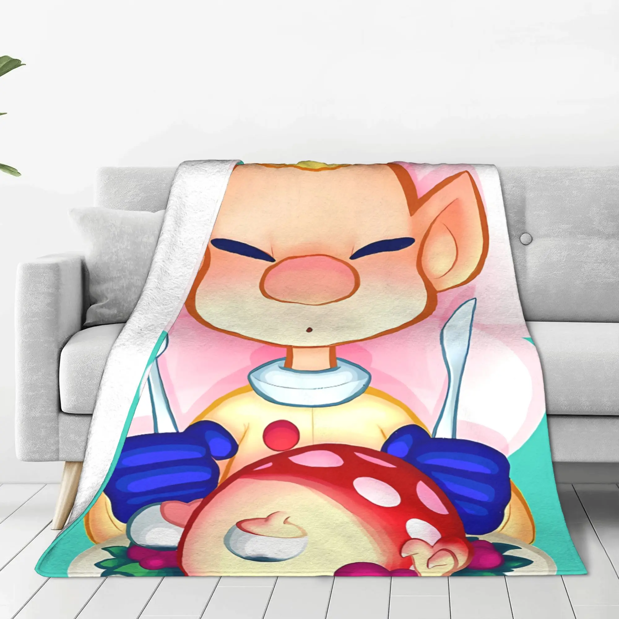 1PC Home Cute Room Decor Delicacy Blanket Throw Blanket Pikmin Novelty Warm Blanket All Season