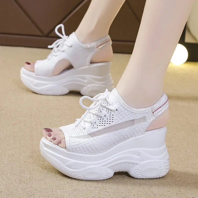 Summer Women Sneakers 2022 New Sports Sandals Fashion Mesh Casual Shoes Women\'s Thick-Soled Soft-Soled Platform Sandals