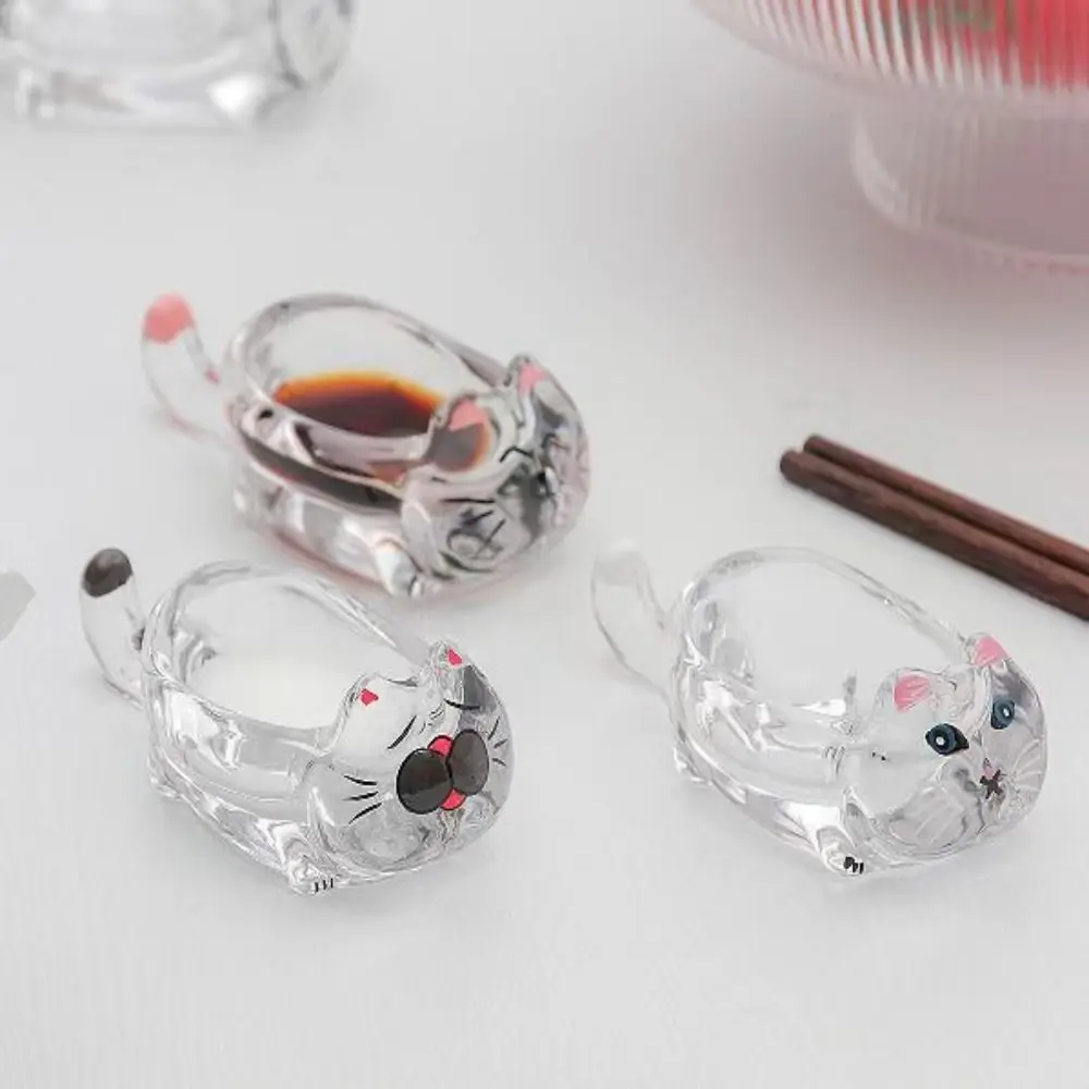 Creative Seasoning Dipping Dish Transparent Glass Glass Dipping Saucer Household Durable Cute Sauce Dishes Home Kitchen